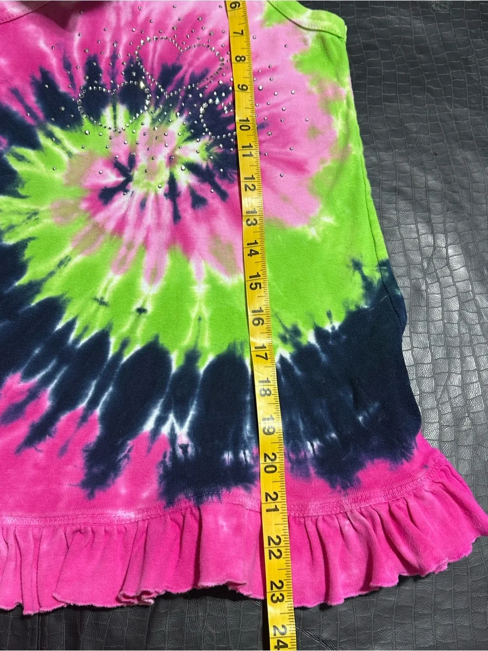 Girls Tie-Dye Ruffle Hem Tank Dress - Pink, Green, Navy